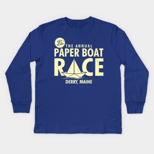 The Annual Paper Boat Race Funny 80's Horror Movie Retro Poster Kids Long Sleeve T-Shirt